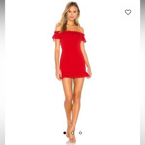 Revolve superdown Jennifer ruffle mini dress in red size medium